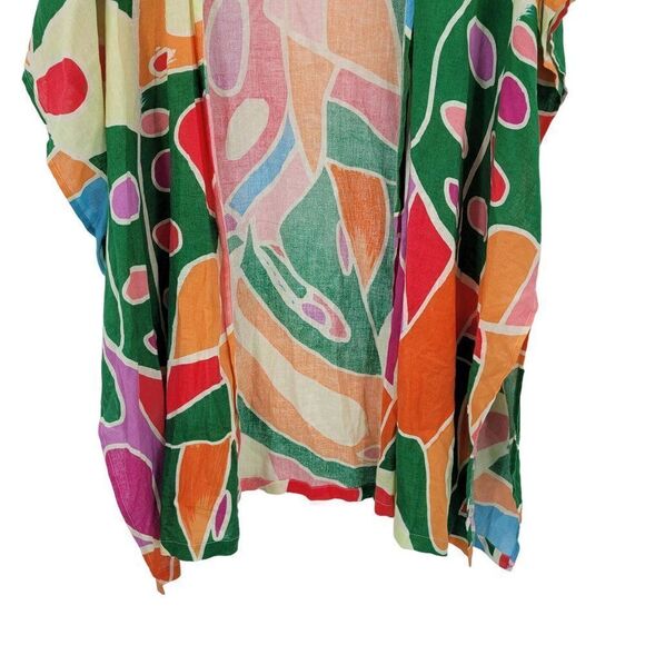 Christain Siriano Linen Beach Swimsuit Cover-up Pants Set L Multicolor Abstract - Picture 10 of 16